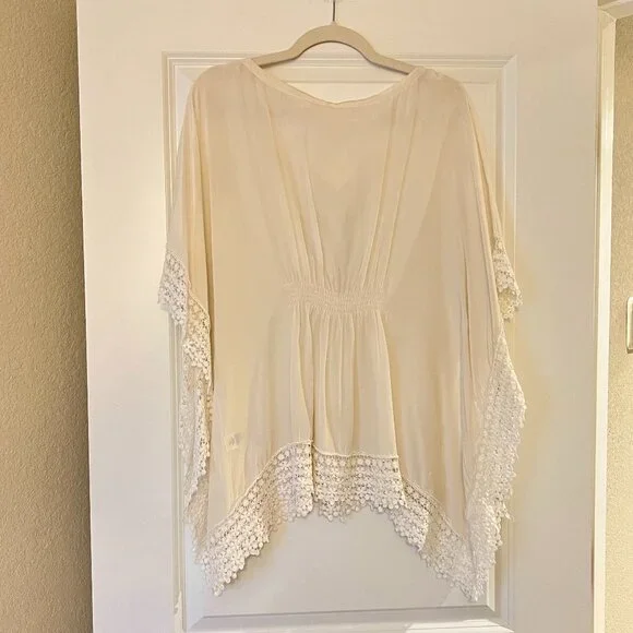 Warehouse White Ivory Crochet Blouse Top Shirt, ASO Kate Middleton - Picture 3 of 6